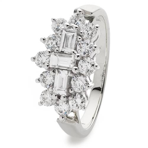 1.00ct Elegant Round & Baguette Diamond Dress Ring W