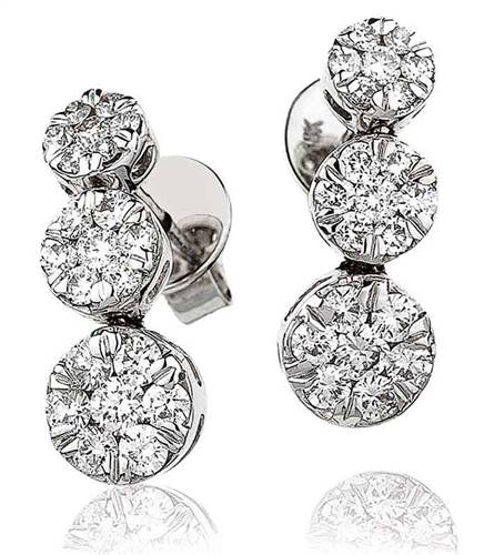 1.20ct Modern Round Diamond Cluster Drop Earrings W