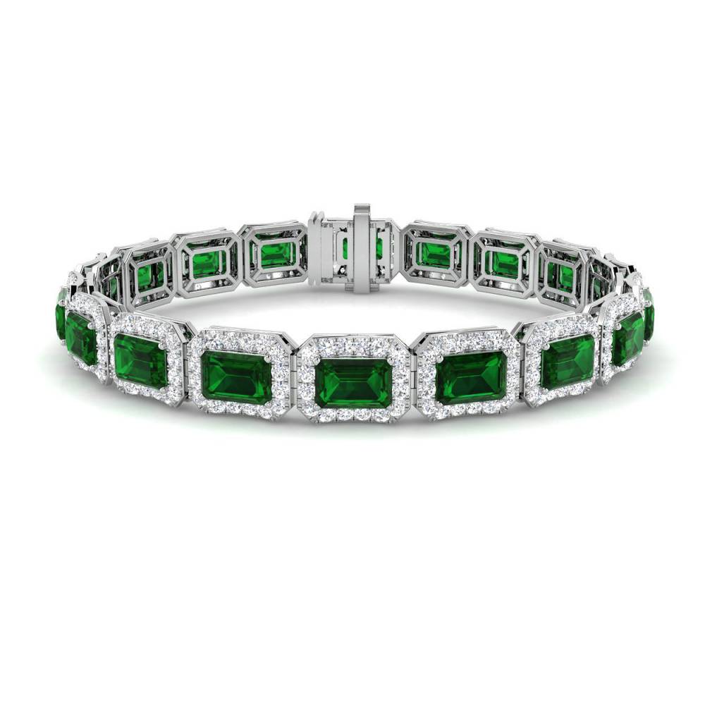 13.70CT VS/EF Emerald Gemstone and Round Diamond Designer Bracelet W