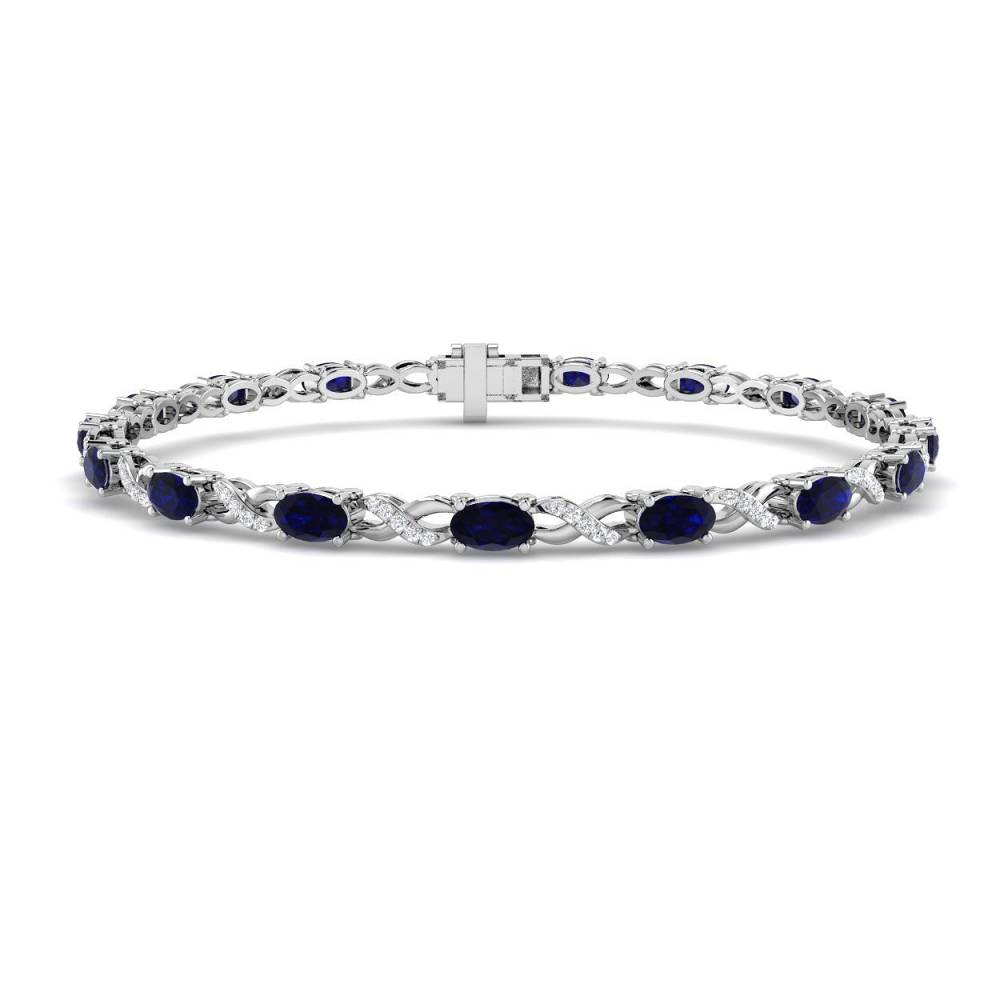 5.10CT VS/EF Oval Blue Sapphire and Round Diamond Set Bracelet W