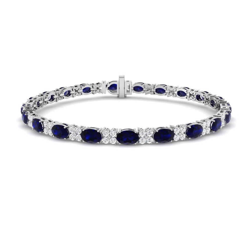 7.90CT VS/EF Oval Blue Sapphire and Round Diamond Set Bracelet W
