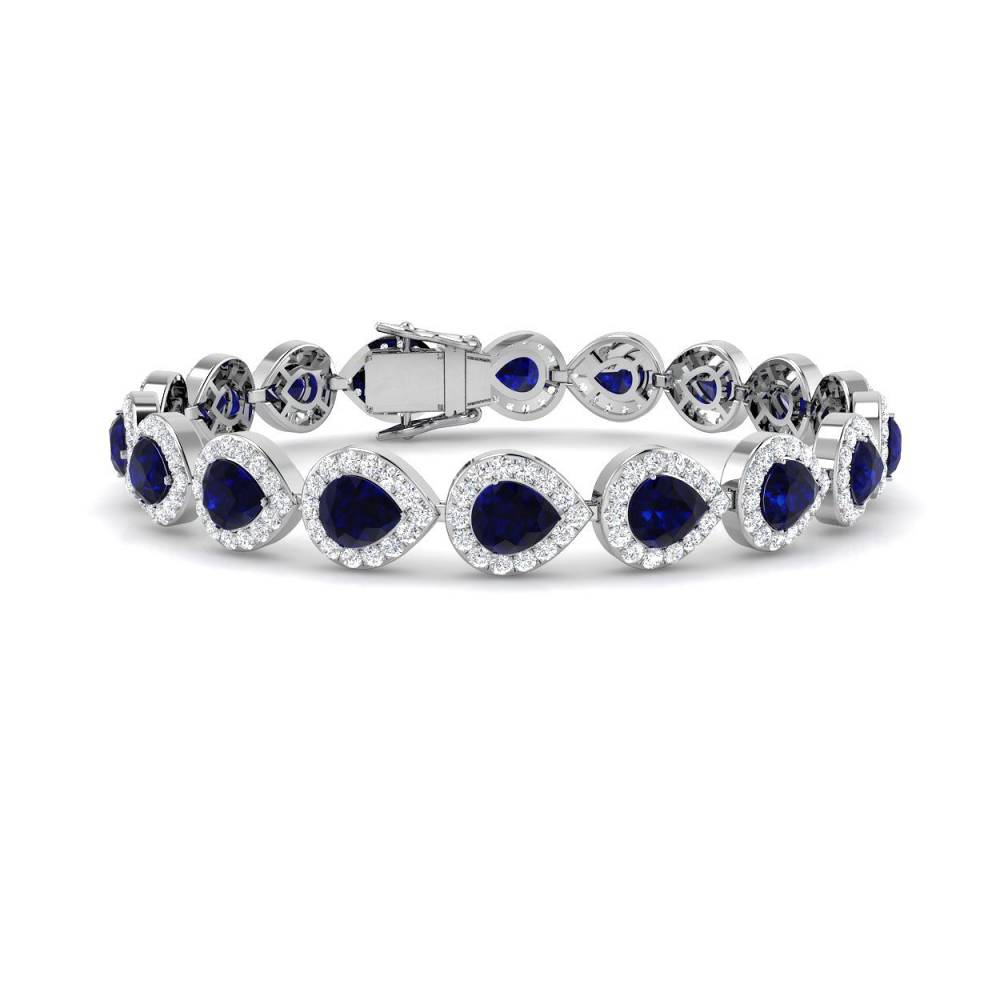 16.20CT VS/EF Pear Cut Blue Sapphire and Round Diamond Bracelet W