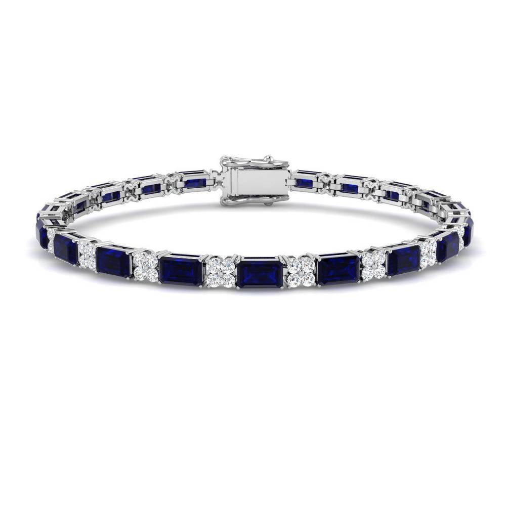 7.70CT VS/EF Emerald Cut Blue Sapphie and Round Diamond Set Bracelet W