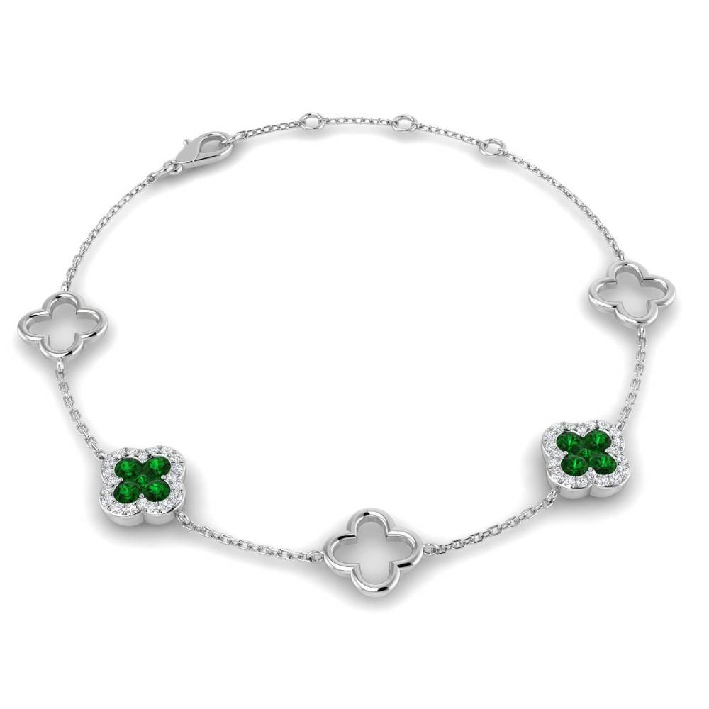 0.70CT VS/EF Round Emerald and Diamond Designer Bracelet W