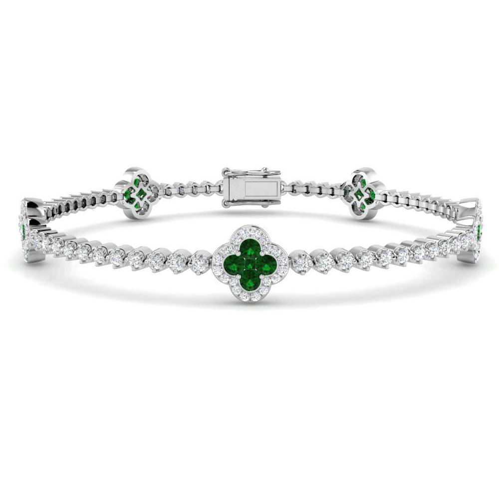 2.40CT VS/EF Round Emerald and Diamond Designer Bracelet W