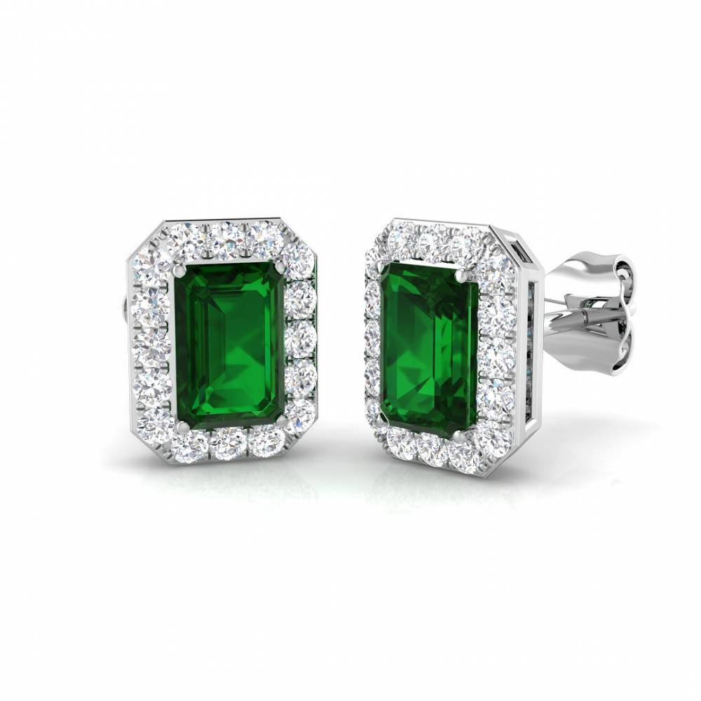 1.45ct EF/VS Emerald & Diamond Gemstone Earrings W