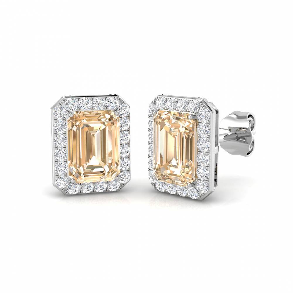 2.15CT EF/VS Morganite and Diamond Earrings W