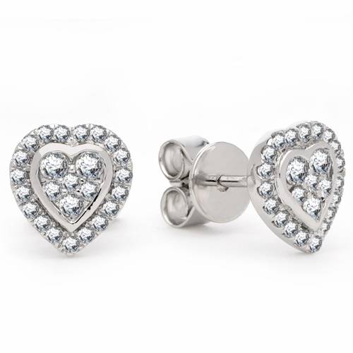 0.30ct VS/EF Round Diamond Heart Shaped Halo Cluster Earrings W