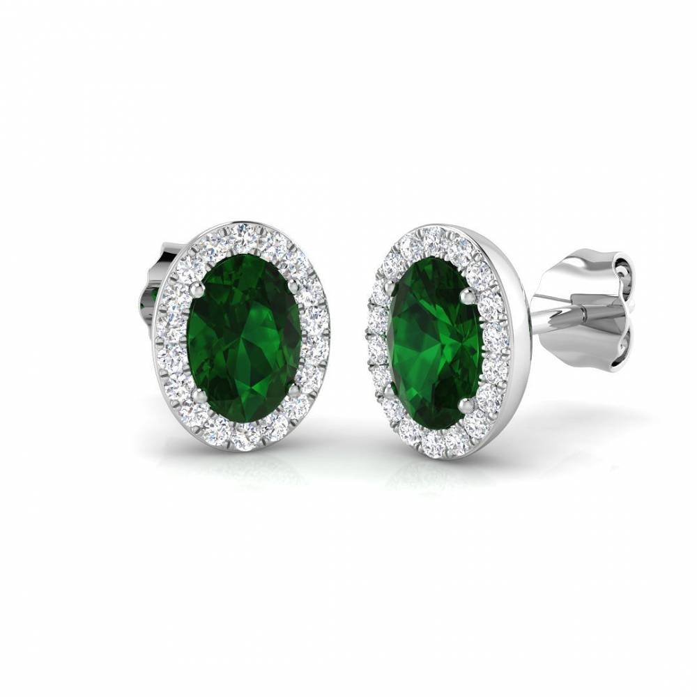 1.15ct EF/VS Emerald & Diamond Gemstone Earrings W