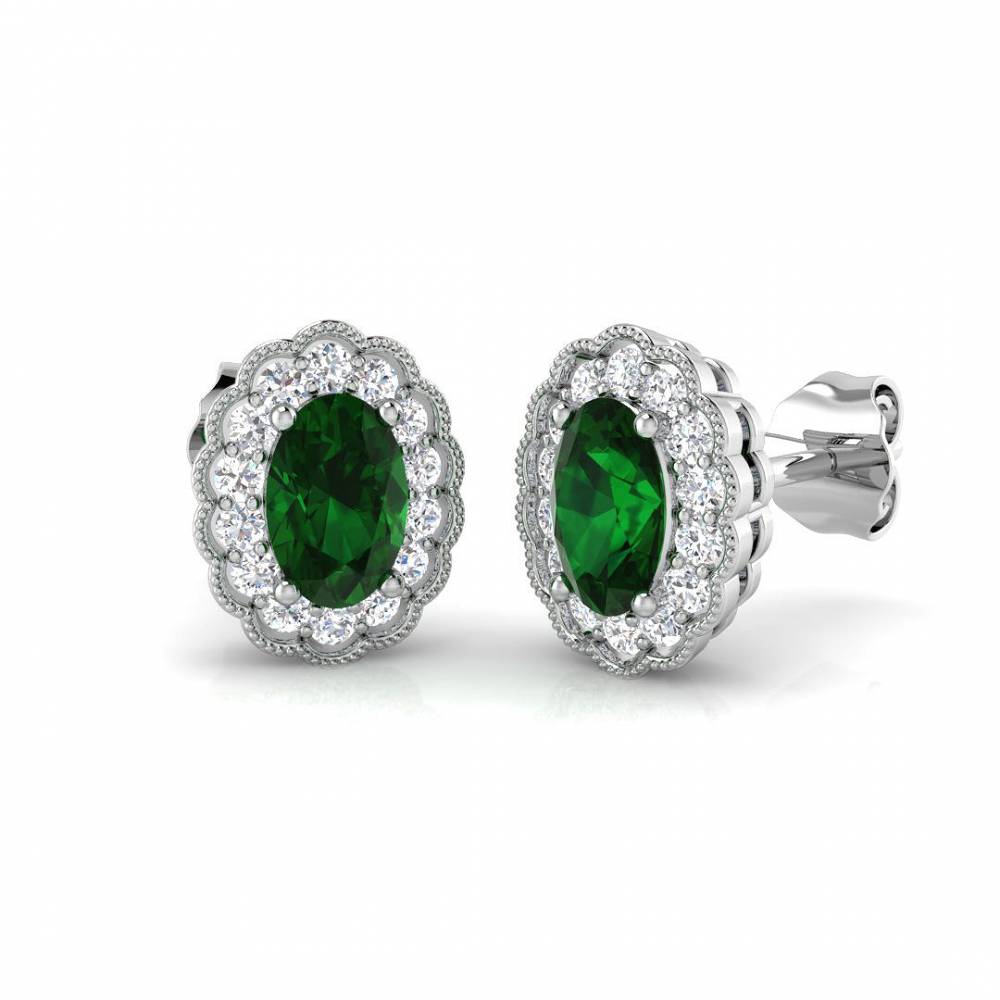 1.05ct EF/VS Emerald & Diamond Gemstone Earrings W