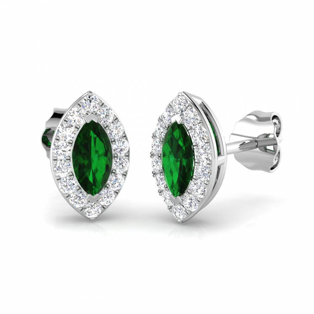 0.70ct EF/VS Emerald & Diamond Gemstone Earrings W