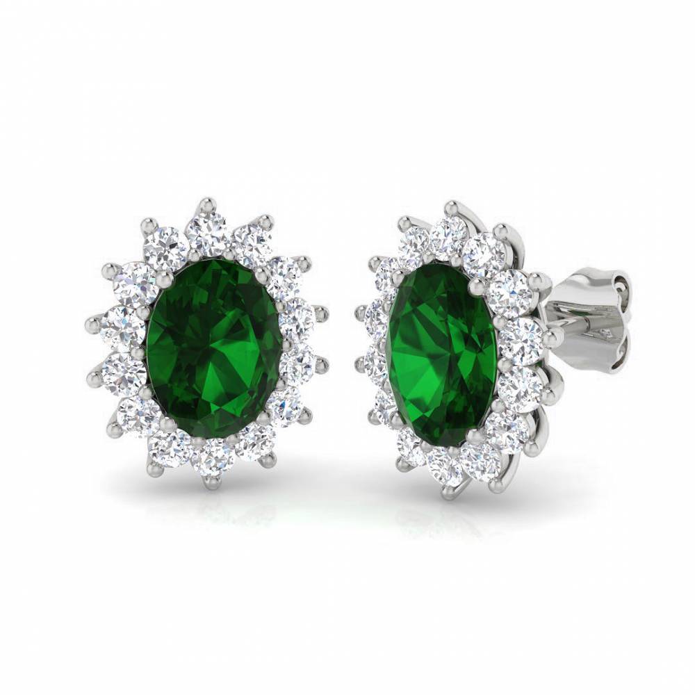 1.25ct EF/VS Emerald & Diamond Gemstone Earrings P