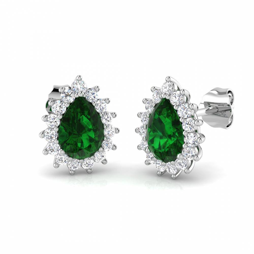 1.85ct EF/VS Emerald & Diamond Gemstone Earrings P