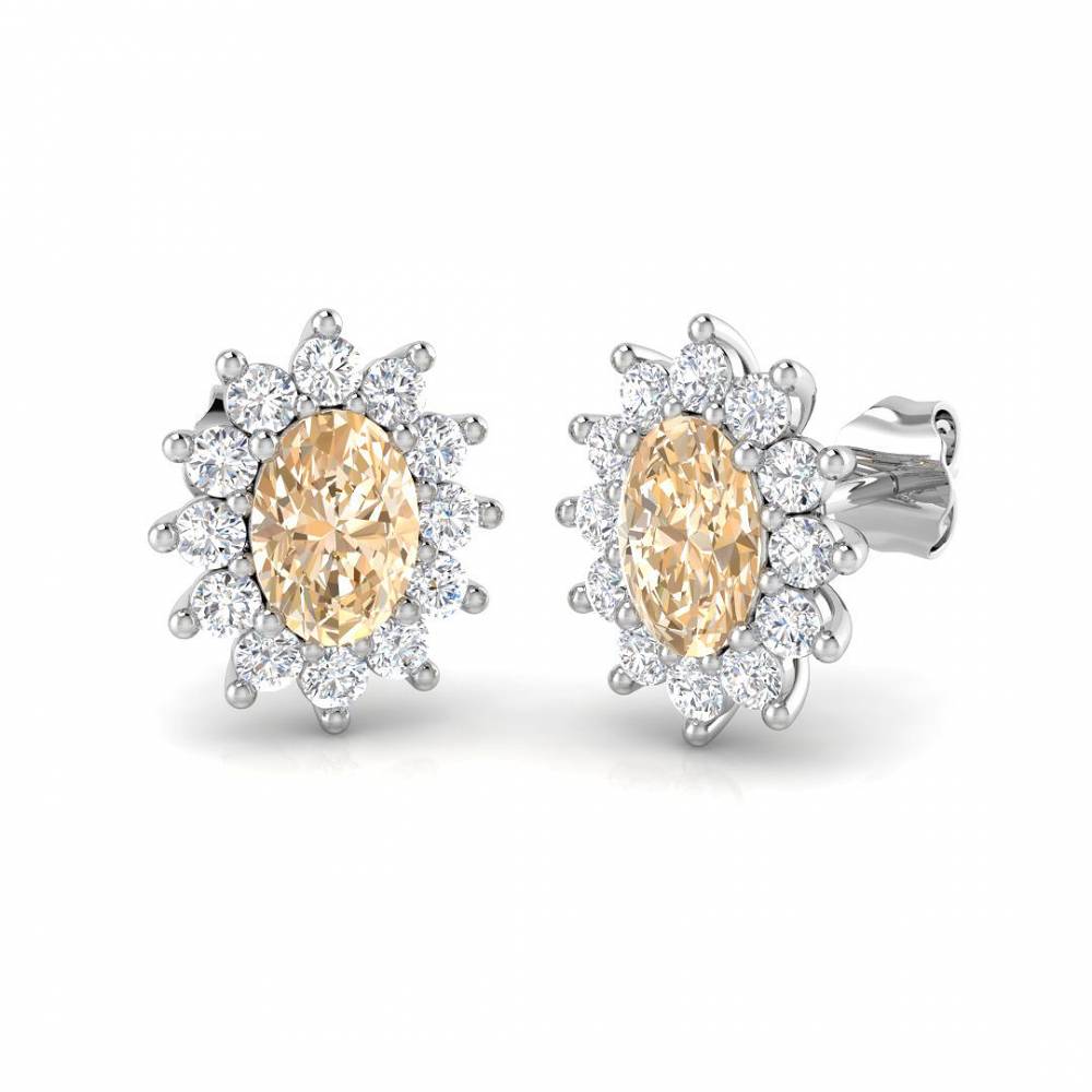 1.35CT EF/VS Morganite and Diamond Earrings W