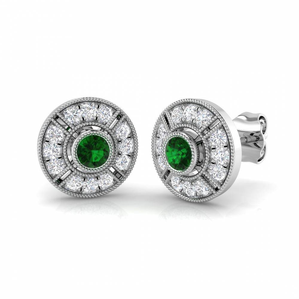 0.50ct EF/VS Emerald & Diamond Gemstone Earrings W