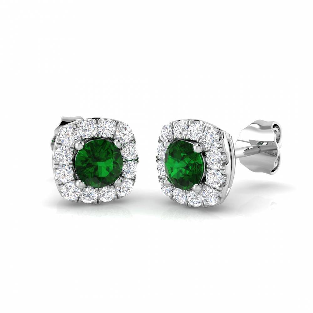 0.80ct EF/VS Emerald & Diamond Gemstone Earrings W