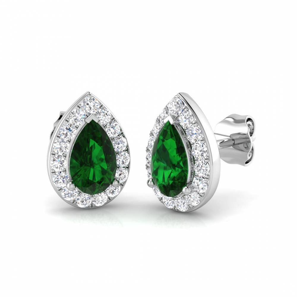 1.60ct EF/VS Emerald & Diamond Gemstone Earrings W