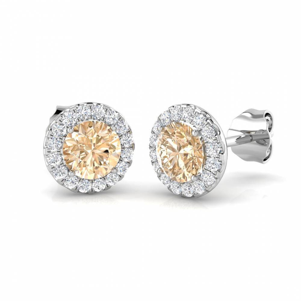 1.20CT EF/VS Morganite and Diamond Earrings W