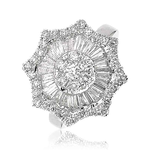 1.80ct Unique Round & Baguette Diamond Dress Ring W