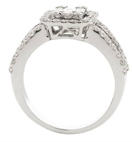 1.25ct Modern Round And Baguette Diamond Cluster Ring W