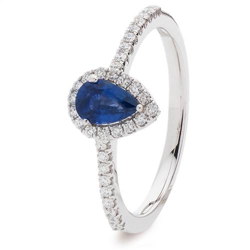 0.70ct Blue Sapphire & Diamond Cluster Ring W
