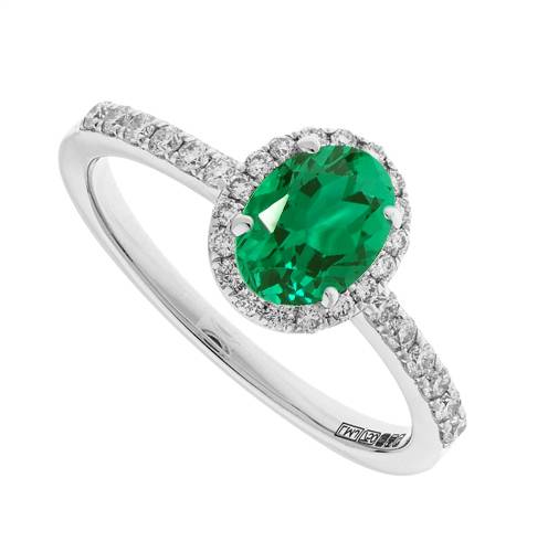 1.10ct Emerald & Diamond Halo Ring W