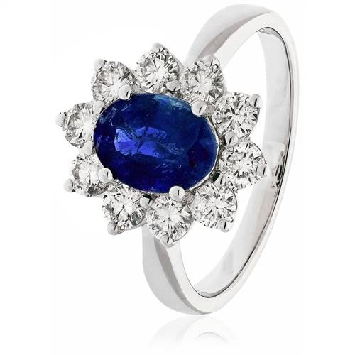 3.30ct Blue Sapphire & Diamond Halo Engagement Ring W