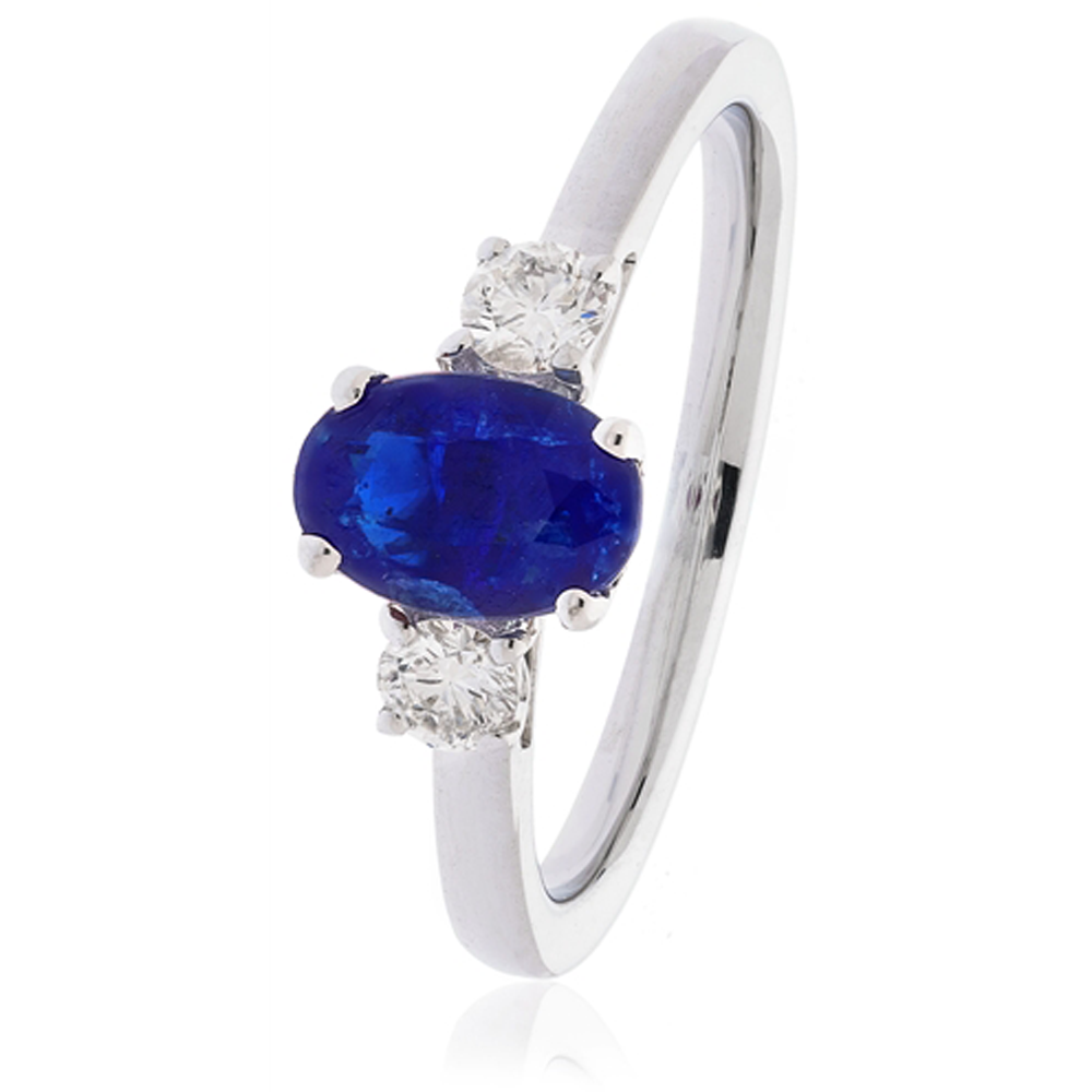Blue Sapphire & Diamond Trilogy Ring P