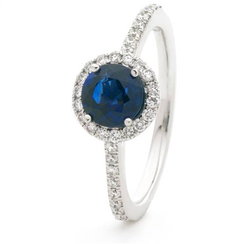 1.30ct Blue Sapphire & Diamond Halo Ring W