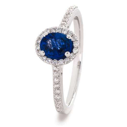 1.10ct Blue Sapphire & Diamond Halo Ring W