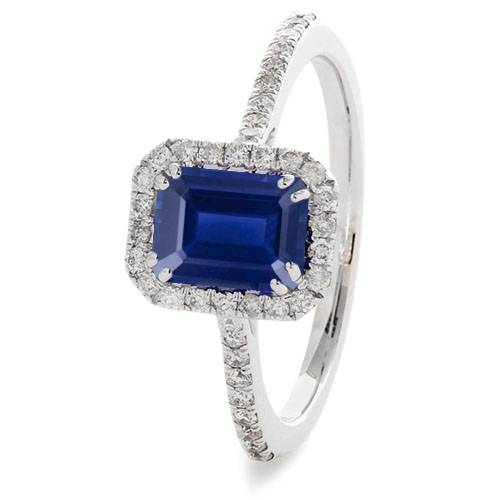 1.60ct Emerald Blue Sapphire & Diamond Ring W