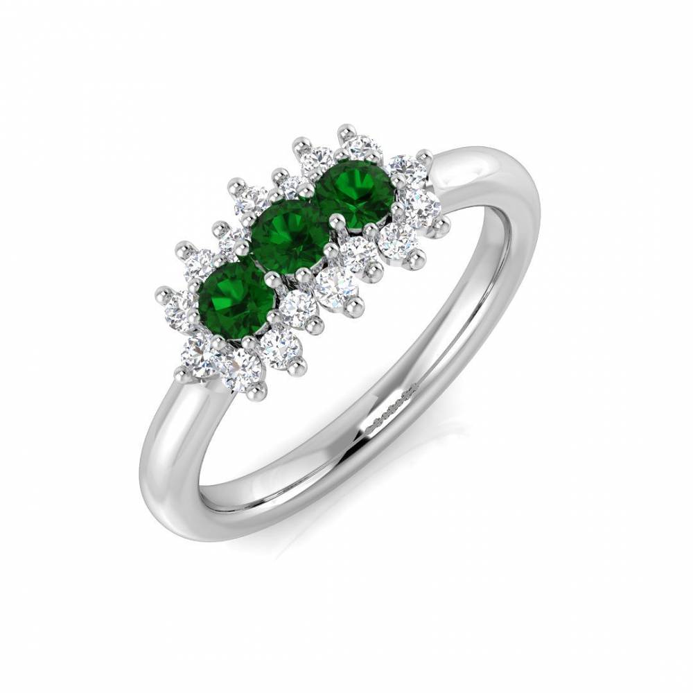Round Emerald Gemstore and Round Diamond Dress Ring W