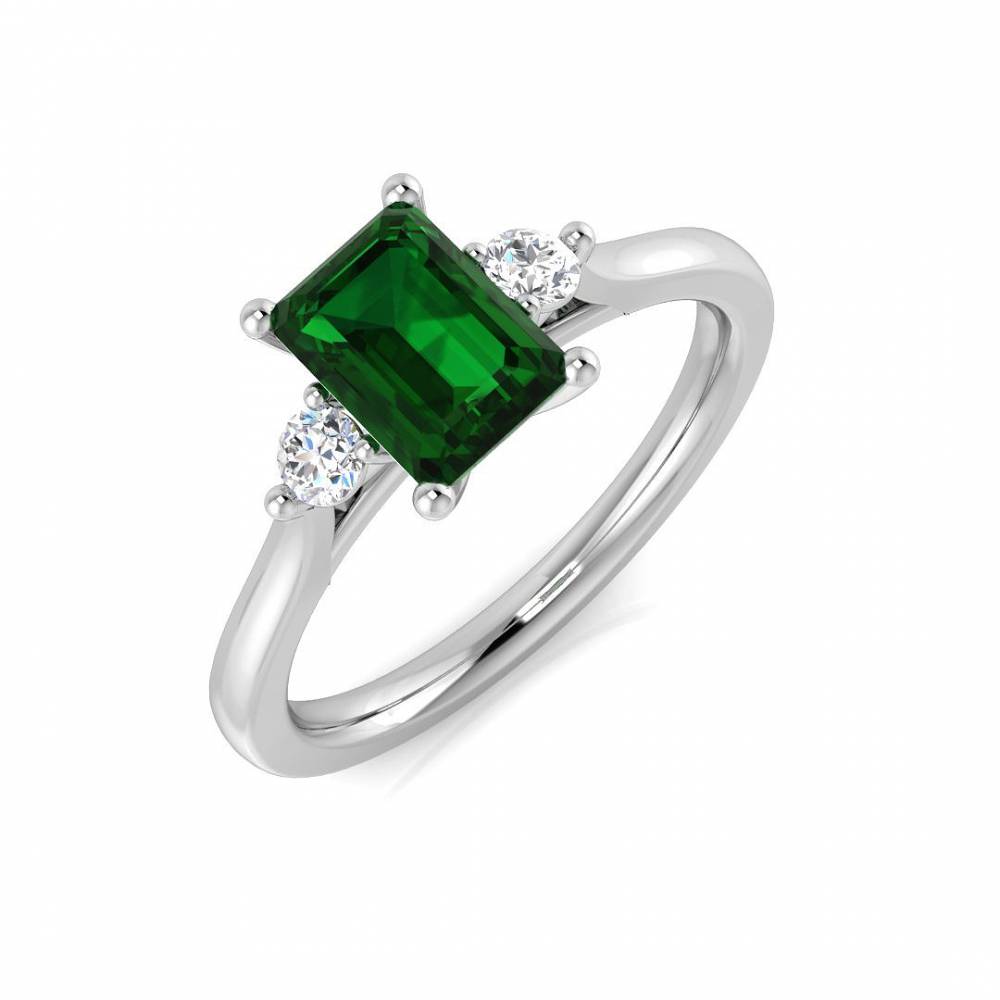1.05ct EF/VS Trilogy Emerald & Diamond Gemstone Ring W