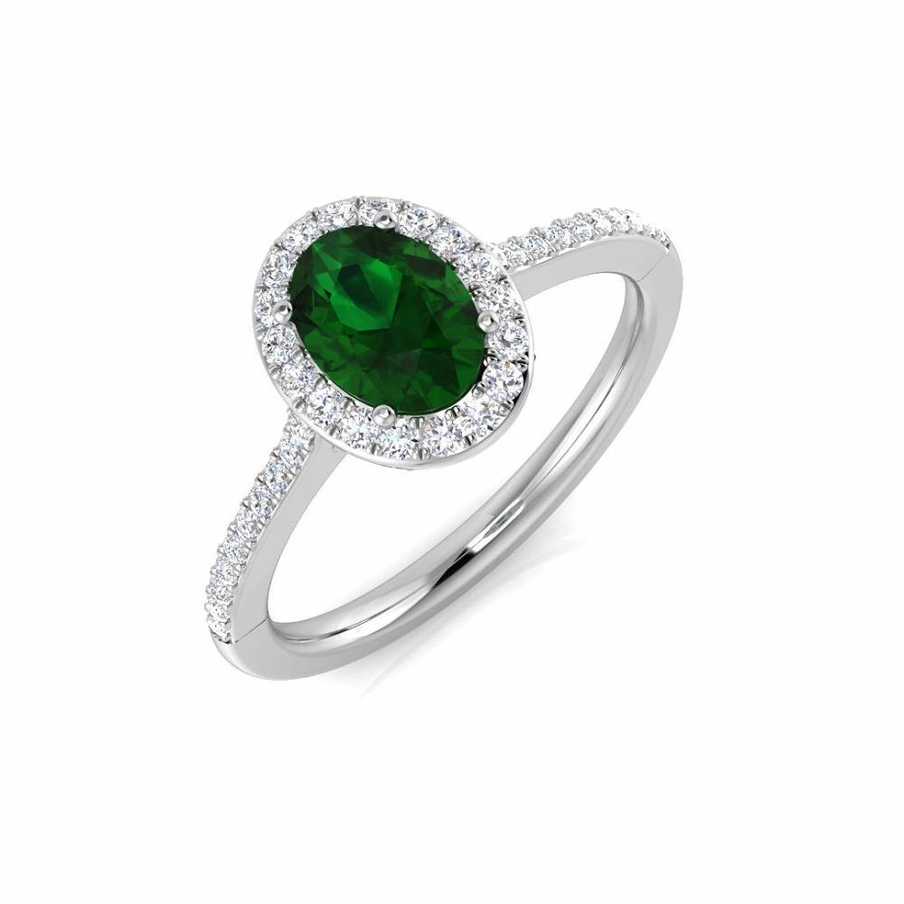1.00ct EF/VS Emerald and Diamond Halo Ring W