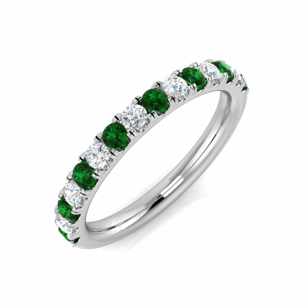 4.50ct EF/VS Emerald & Diamond Half Eternity Gemstone Ring W