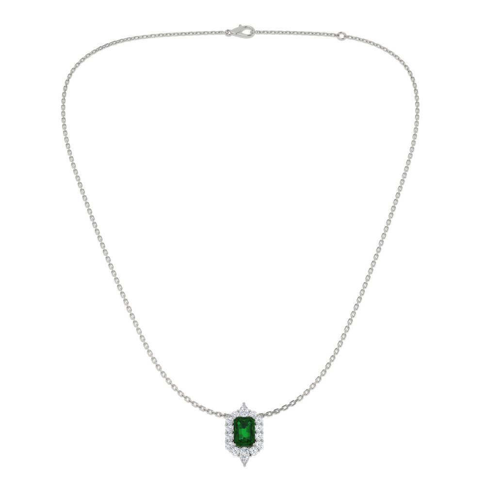 1.40ct EF/VS Emerald Gemstone and Diamond Designer Necklace W