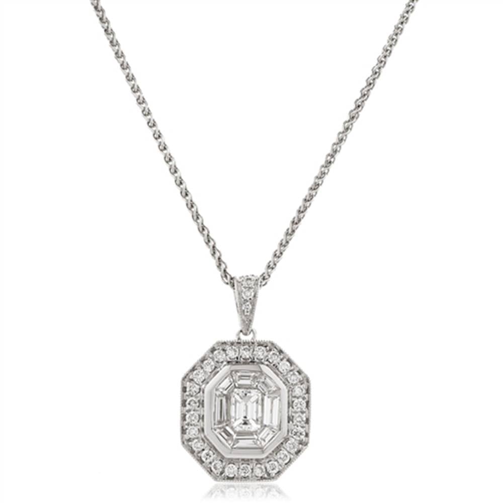 0.65ct Cluster Round & Baguette Diamond Designer Pendant - Diamond