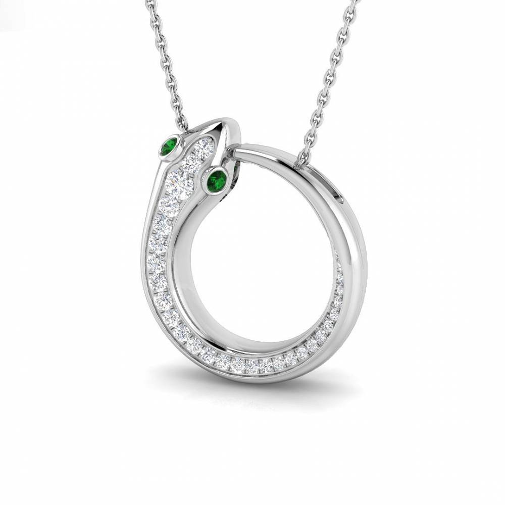 0.25ct EF/VS Round Emerald Gemstone and Diamond Designer Pendant W