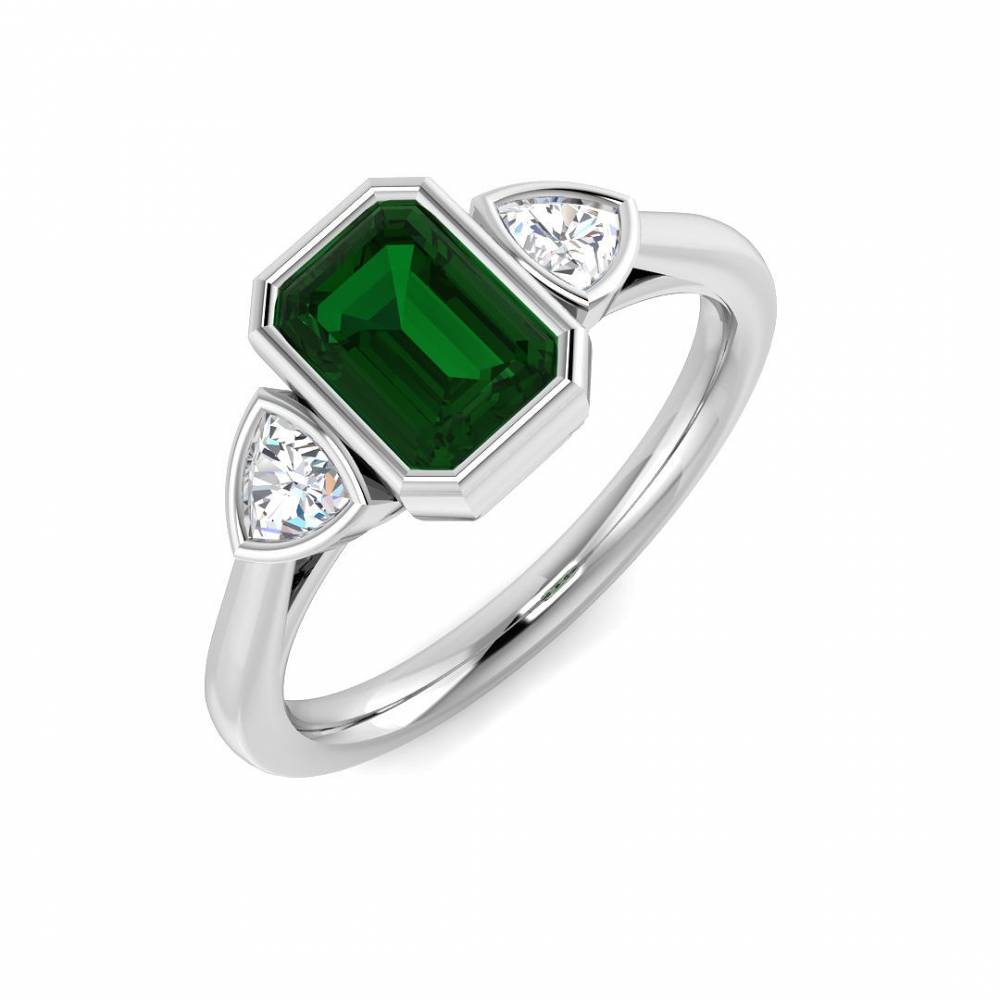 1.15ct EF/VS Trilogy Emerald & Diamond Gemstone Ring W