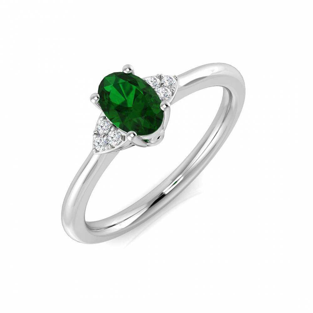 0.40ct EF/VS Trilogy Emerald & Diamond Gemstone Ring W