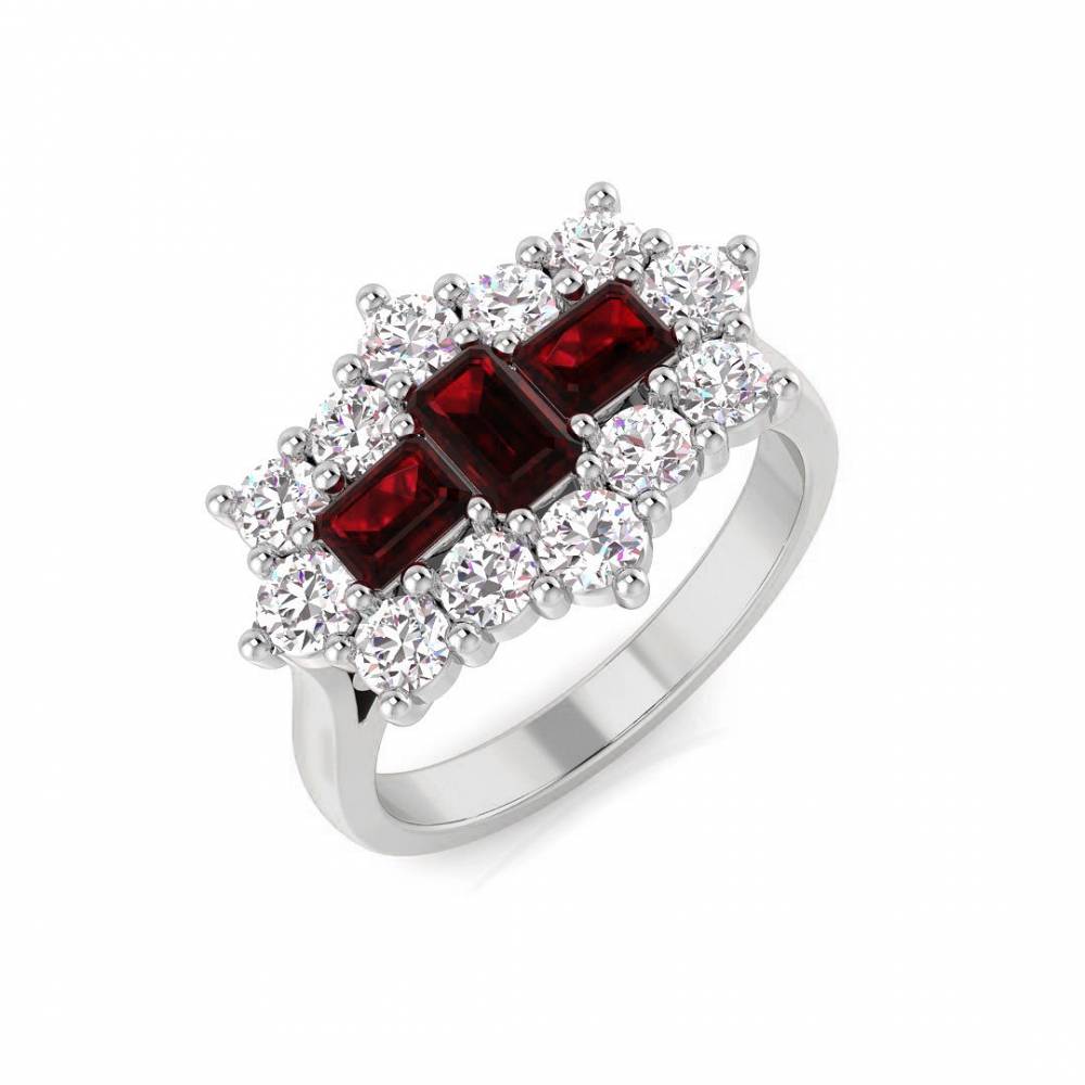 Ruby Gemstone and Round Diamond Dress Ring W