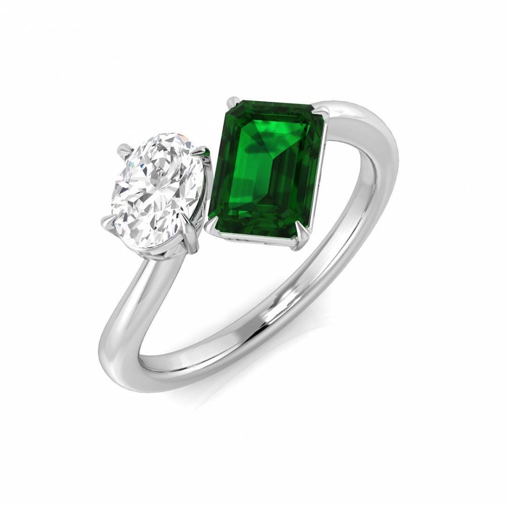 1.45ct EF/VS Designer Set Emerald & Diamond Gemstone Ring W