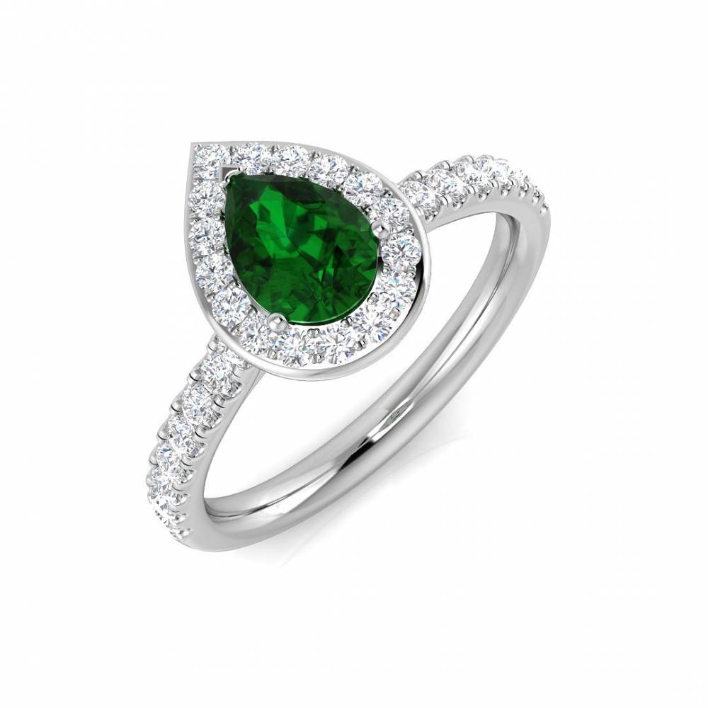 0.90ct EF/VS Emerald and Diamond Shoulder Set Ring W