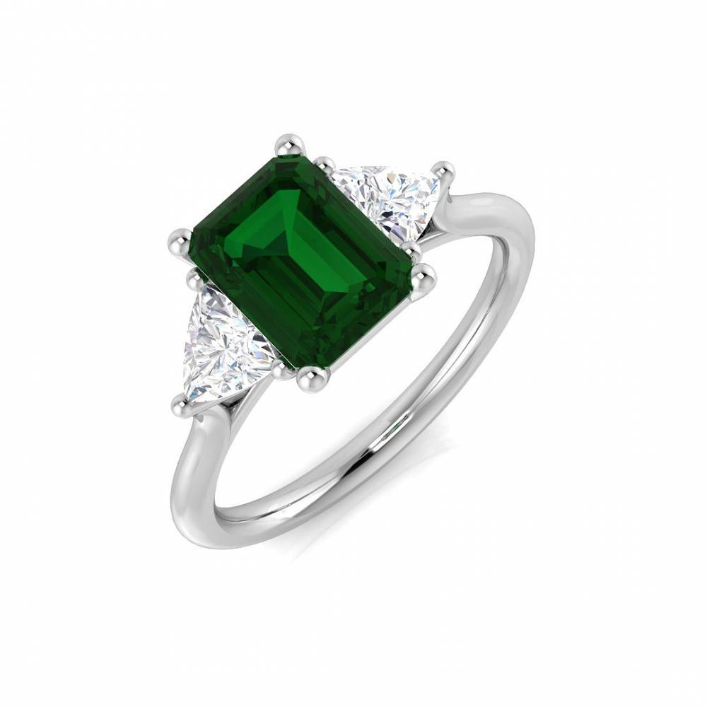 2.00ct EF/VS Trilogy Emerald & Diamond Gemstone Ring W