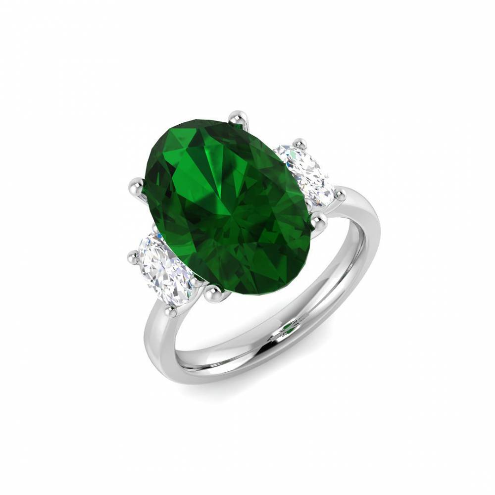 6.70ct EF/VS Trilogy Emerald & Diamond Gemstone Ring W