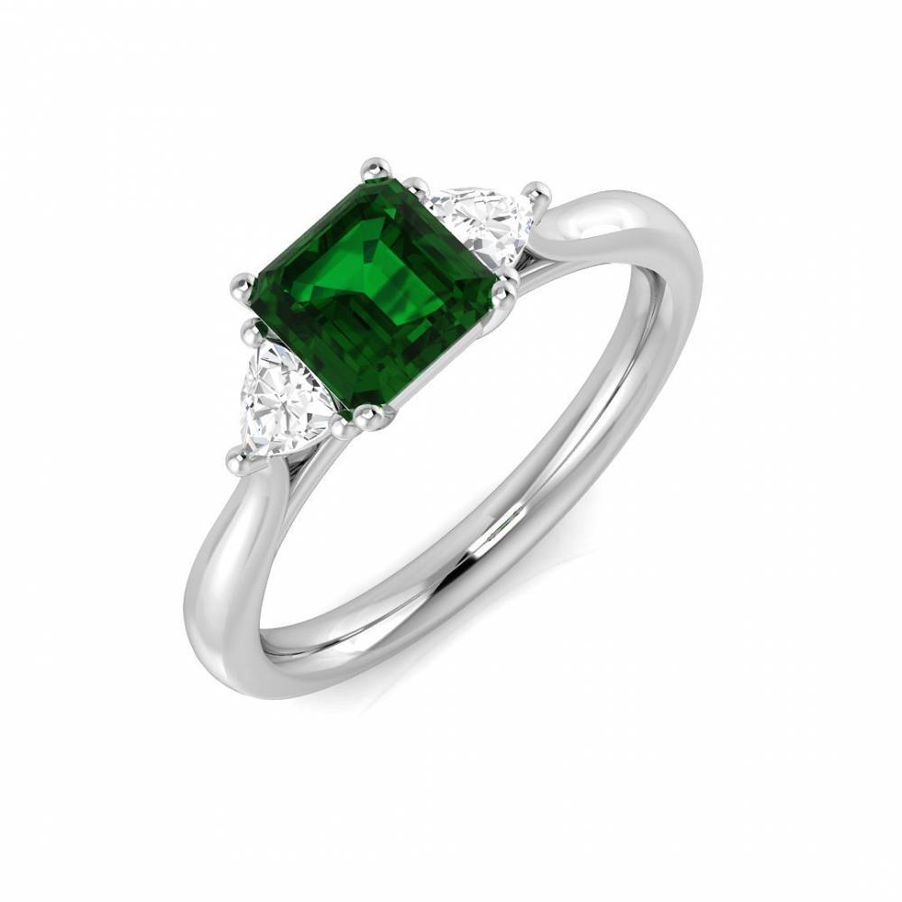1.25ct EF/VS Trilogy Emerald & Diamond Gemstone Ring W