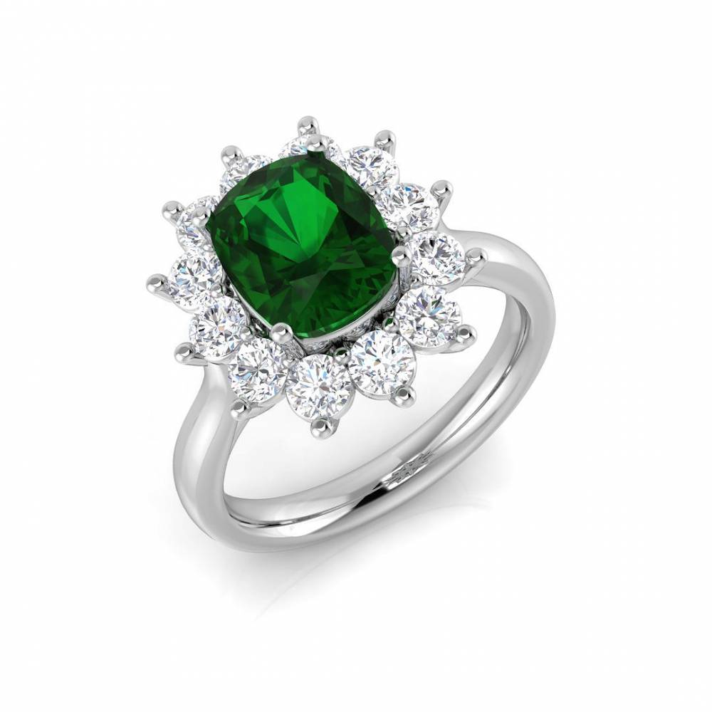 5.50ct EF/VS Halo Set Emerald & Diamond Gemstone Ring W