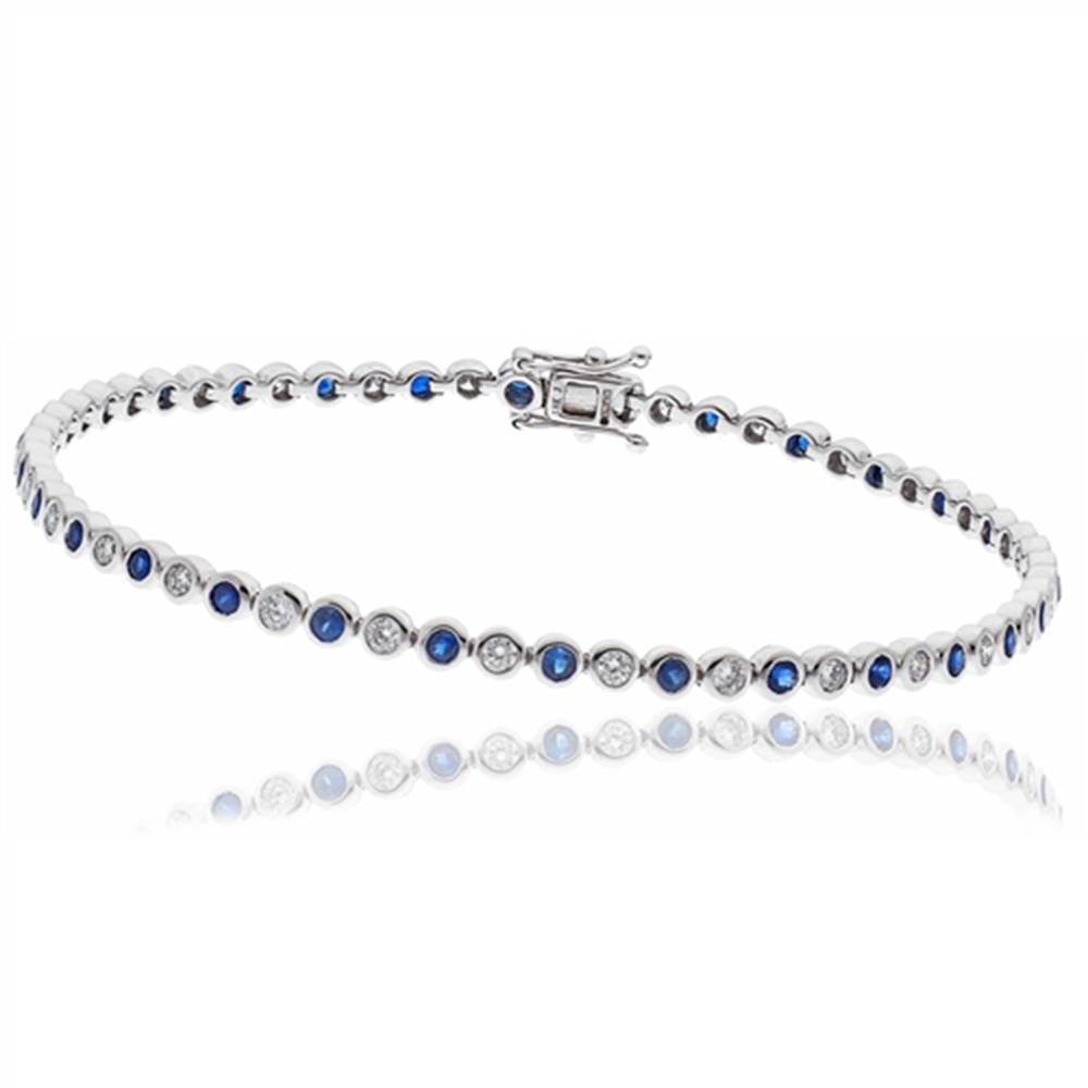 2.25ct Elegant Diamond & Blue Sapphire Tennis Bracelet W