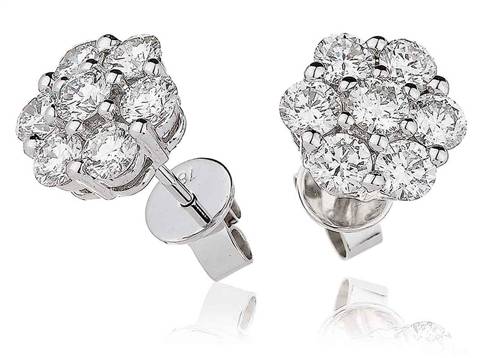 2.00ct Classic Round Diamond Cluster Earrings W