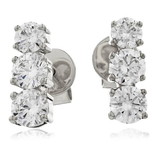 1.30ct Modern Round Diamond Drop Earrings W